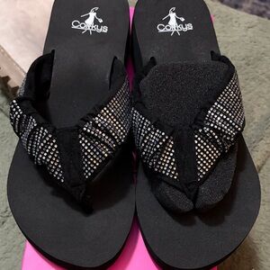 Corkys Black Rhinestone Embellished Sandals